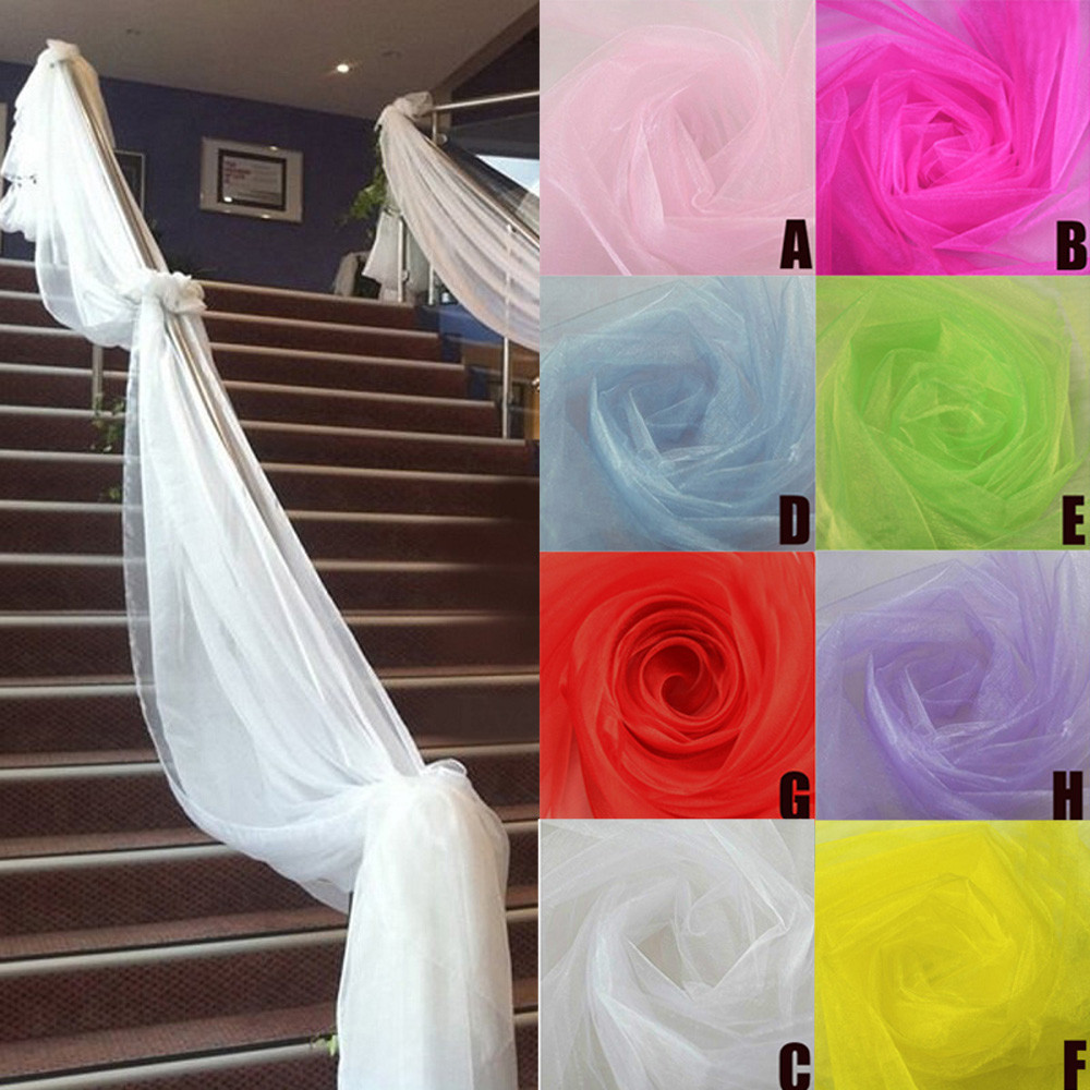 Chair Sash Organza - Dekoracje ślubne tiulowa rolka kryształowa organza