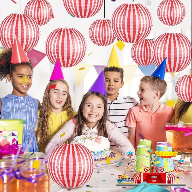 Wedding Event Supply - 10 sztuk czerwono-białych papierowych lampionów w
