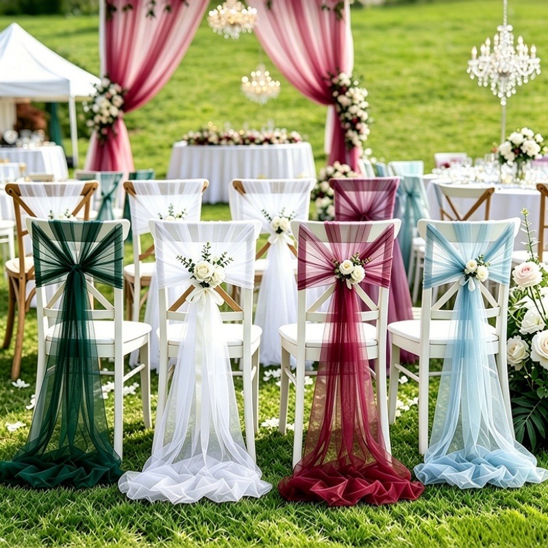 Wedding Ceremony Supply - Romantyczna rolka szwajcarskiego tiulu do dekoracji